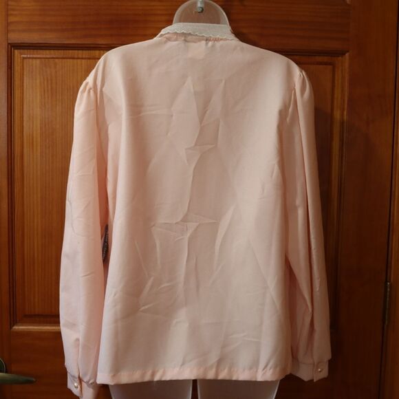 Ann Chabrol Light Pink Lace Collar Vintage Button Up Pearl Detail Shirt NOS 18 - Picture 11 of 16